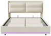 Furnishings Home Polsterbett Stauraumbett Doppelbett LED (Mit Drahtloses Aufladen + USB + type C), Mit Gepolstertes Kopfteil, Ladefunktion, Samt, 140x200 cm Bild 4
