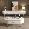 Merax Lowboard, TV-Schrank mit Schubladen, goldenen Griffen und Beinen, geschwungenen Ecken, Weiß und Gold Bild 5