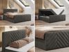Boxspringbett mit zwei Bettkästen, 7 Härtezonen Multipocket-Matratzen, dekoratives Kopfteil und Front, Doppelbett - PARIS DUO - 180 x 200 cm - Dunkelgrau Velours - H4 Bild 2