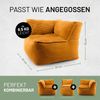Lumaland Modulares Eckteil rechts - Cord-Reihe | Indoor Sitzsack mit Softer Struktur, ideal Sofa Modulen & zum Pouf | Bean Bag mit Füllung - für Wohnzimmer & Co. - 81 x 81 x 70 cm Bild 2