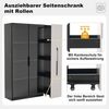Merax Glasvitrine (2-in-1-Design Multifunktionsschrank Vitrinenschrank, 1-St, 110.5x35x160cm) LED-Vitrine mit Glastür & seitlichem Rollregal,Hochschrank Bücherregal Bild 4