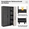 Merax Glasvitrine (2-in-1-Design Multifunktionsschrank Vitrinenschrank, 1-St, 110.5x35x160cm) LED-Vitrine mit Glastür & seitlichem Rollregal,Hochschrank Bücherregal Bild 3