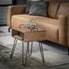 Nachttisch Hatzila Akazienholz massiv, modernes Design mit offenem Fach, natur, Metallgestell Bild 3