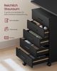 VASAGLE Rollcontainer, Aktenschrank, Schubladenschrank, Druckerständer, 5 Schubladen, mit werkzeuglosen Gleitschienen, schwarz Bild 3