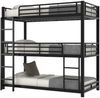 90x200cm Bettgestell Metallbett,Etagenbett,Eisenbett, Dreifach-Etagenbett für Kinder, Jugendliche und Erwachsene, Schwarz Bild 4