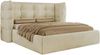 Polsterbett FLONELLE CLASSIC 180 x 200 cm mit Stauraum, Federholzlattenrost, Massivholzrahmen, gestepptes Kopfteil Gasdruckfeder Schlafzimmerbett - Creme Samt Bild 5