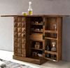 Hausbar Sheesham Massivholz 65x91x50 cm Weinbar ausklappbar, Kleine Bar modern, Barschrank mit Türen, Spirituosenschrank mit Aufbewahrung für Flaschen und Gläser Bild 3