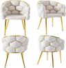 Stuhl 44x41x74 cm, gepolstert mit Samtbezug (beige) und goldenem Rückengestell, ergonomisch,4er-Set Bild 2