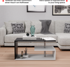 MIADOMODO® Couchtisch - 90x50 cm, mit Stauraum, Modern, Eckig, Asymmetrisch, Leicht, Lang, Niedrig, Weiß und Dunkelgrau - Wohnzimmertisch, Sofatisch, Kaffeetisch, Beistelltisch Bild 3