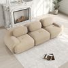 3-Sitzer-Sofa, Aus Premium-Cordsamt modular kombinierbar rutschfest ohne Montage ergonomische Armlehnen und hochelastische Polsterung für Wohnzimmer und Schlafzimmer, Cordsamt, Beige Bild 3