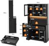 Küchenschrank mit Sicherheitsglas, LED-Lichtleiste & USB-Anschluss, 180 x 105 x 40 cm, Schwarz Bild 4