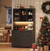 Küchenschrank mit Sicherheitsglas, LED-Lichtleiste & USB-Anschluss, 180 x 105 x 40 cm, Schwarz Bild 5