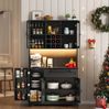 Küchenschrank mit Sicherheitsglas, LED-Lichtleiste & USB-Anschluss, 180 x 105 x 40 cm, Schwarz Bild 2