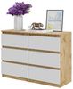 Furnica Kommode GABRIEL 6 Schubladen - Votan Eiche H70cm B100cm T33cm Bild 5