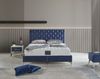 Schlafzimmer-Set "Lona" – Bett mit Bettkasten und Matratze , Nachttisch, Hocker-Blau Bild 2