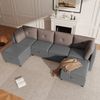 Flieks Modulares 6-in-1 U Sofa mit Stauraum, Samt & Cord Schlafsofa, wandelbares Wohnzimmersofa mit Liegefunktion, für 4–6 Personen, Grau Bild 4