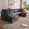 Flieks Modulares 6-in-1 U Sofa mit Stauraum, Samt & Cord Schlafsofa, wandelbares Wohnzimmersofa mit Liegefunktion, für 4–6 Personen, Grau Bild 3
