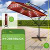 tillvex® Alu Sonnenschirm Rechteckig Ø 330 cm mit LED Solar Rot + Abdeckung mit Kurbel | Ampelschirm mit Ständer & Windschutz | Gartenschirm UV-Schutz, wasserdicht, 360° drehbar | Kurbelschirm Marktschirm Bild 4