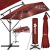 tillvex® Alu Sonnenschirm Rechteckig Ø 330 cm mit LED Solar Rot + Abdeckung mit Kurbel | Ampelschirm mit Ständer & Windschutz | Gartenschirm UV-Schutz, wasserdicht, 360° drehbar | Kurbelschirm Marktschirm Bild 2