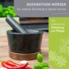 madeco Mörser mit Stößel Granit auf Holzsockel Nussbaum Ø 14,5 cm - Perfekt geeignet für Gewürze, Kräuter & Nüsse - Steinmörser Set - Design Granit Mörser & Stößel groß Bild 2