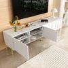 TV-Schrank 190x38x48 cm in Weiß mit 4 Türen, 8 Fächern und goldfarbenen Beinen Bild 2
