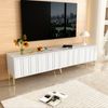TV-Schrank 190x38x48 cm in Weiß mit 4 Türen, 8 Fächern und goldfarbenen Beinen Bild 3