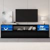 Merax Lowboard Hochglanz Fernsehschrank mit LED (1 St, Wohnzimmer & Esszimmer TV Board), TV-Schrank mit 4 Flügeltüren & 8 Fächer, 180 x 35 x 60 cm Bild 3