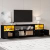 Merax Lowboard Hochglanz Fernsehschrank mit LED (1 St, Wohnzimmer & Esszimmer TV Board), TV-Schrank mit 4 Flügeltüren & 8 Fächer, 180 x 35 x 60 cm Bild 2