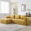 Ecksofa 250 x 158 x 60 cm mit Chaiselongue – Chenille-Sofa in Gelb mit Seitentaschen und 3 Kissen Bild 5