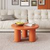 Merax Runder Couchtisch, Durchmesser 72,2 cm, Höhe 35,35 cm, lackierte MDF-Platte und PVC-Beine, Orange Bild 3