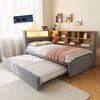 Polsterbett 90x200 cm mit Ausziehbett 90x190 cm, Flanell, mit LED und Stauraum Bild 5