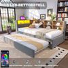 Polsterbett 90x200 cm mit Ausziehbett 90x190 cm, Flanell, mit LED und Stauraum Bild 4