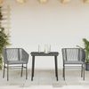 vidaXL 3-tlg. Garten-Essgruppe mit Kissen Grau Poly Rattan Glas 3334527 Bild 3