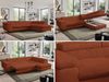 Ecksofa, L-form mit Schlaffunktion, verstellbaren Kopfstützen, Bettkasten - PEDRO - Orange Plüsch - Topper T25 - rechts Bild 2