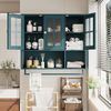 OKWISH Hängeschrank Wandhängeschrank, Glas-Wandregal (3-türiger Wandschrank mit Glastüren & Handtuchhalter, modernes Hängevitrine-Design aus MDF) Bild 1