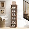 VASAGLE Schuhregal schmal, Standregal mit 7 Ebenen, platzsparend, für Eingangsbereich, Ecke, Schuhablage, vintagebraun Bild 2