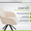 Juskys Drehstuhl Clyde mit Armlehne & Stoff Bezug - Esszimmerstuhl modern - Polsterstuhl Esszimmer - 120 kg belastbar - Stuhl Samt Beige Bild 4