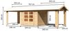 Gartenhaus Theres 3 - 244x244 cm plus 2 Dachausbauelemente, 28 mm Holz naturbelassen, Karibu Bild 2