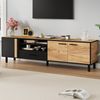 TV-Schrank 180 x 32,5 x 50 cm in Schwarz & Holzoptik mit 3 Türen, 1 Schublade und offenem Fach Bild 4