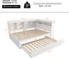 Merax Doppelbett, Schlafsofa 140*200, ausziehbares Bett 90*190 mit USB-Steckdose und mehreren Ablagefächern, Massivholzbett, Multifunktionsbett aus Holz, weiß Bild 4