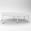 Rheinland Möbel Konferenztisch KONTI 280x130 cm – ovaler Besprechungstisch in Nussbaum mit weißen Rundrohrfüßen & 2 Kabelauslässen, erweiterbarer Meetingtisch für 8–10 Personen, moderner XXL-Tisch fürs Büro Bild 2