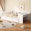 Jugendbett mit Ausziehbett, Schreibtisch, Regal und Lattenrost, 90x200 cm, Einzelbett, Holzbett Bild 3