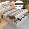 Bettrahmen 180 x 200 mit hydraulischer Hebevorrichtung, USB, gepolstertem Kopfteil, Vintage-Design aus Holz und Metall, verstecktem Stauraum Doppelbett Moderne Schlafzimmermöbel Weiß Bild 4