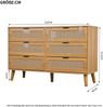 Kommode B 120 x T 40 x H 76,5 cm in Walnussoptik mit 6 Schubladen, Rattan-Fronten und Massivholzbeinen Bild 5