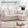 Sofa, Hochwertiges Samtsofa mit LED-Beleuchtung USB-C-Port inklusive Stauraum-Fußteil praktischen Getränkehaltern und Seitentaschen Premium Qualität für Wohnzimmer Schlafzimmer oder Büro, Samt, Beige, Bild 4