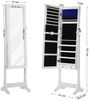 Songmics LED Beleuchtung Schmuckschrank, mit Spiegel, 4 Ablagen und 2 kleinen Schubladen, abschließbar, MDF Weiß, 41 x 151 x 36,5 cm Bild 5