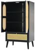 Yorbay Beistellschrank Kompaktes Sideboard mit Rattan-Design Schwarz Vielseitige Aufbewahrung Kommode mit 3 Ebene + 1 Schublade für Wohnzimmer 60*40*110.5 cm(L*W*H) Bild 5