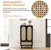 Yorbay Beistellschrank Kompaktes Sideboard mit Rattan-Design Schwarz Vielseitige Aufbewahrung Kommode mit 3 Ebene + 1 Schublade für Wohnzimmer 60*40*110.5 cm(L*W*H) Bild 2
