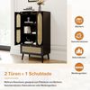 Yorbay Beistellschrank Kompaktes Sideboard mit Rattan-Design Schwarz Vielseitige Aufbewahrung Kommode mit 3 Ebene + 1 Schublade für Wohnzimmer 60*40*110.5 cm(L*W*H) Bild 3