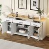 Sideboard MDF mit 3 Schubladen & 4 Türen 160x37x75 cm, Weiß Bild 3